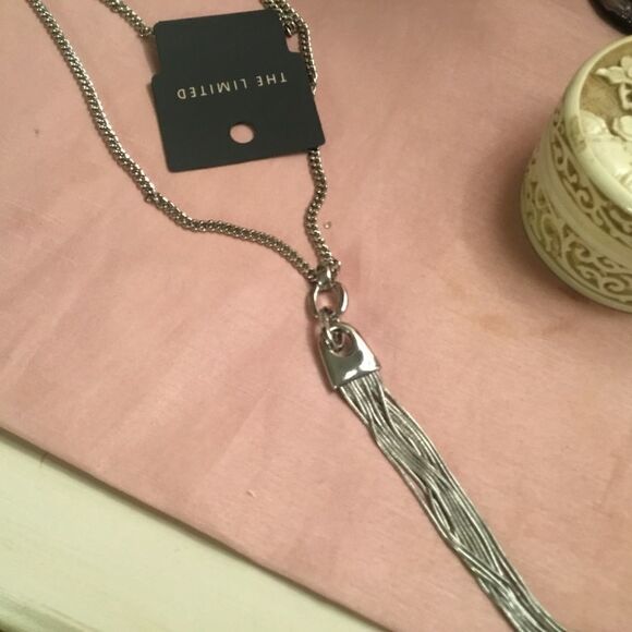 NWT The Limited Long Silvertone Tassel Necklace - Picture 1 of 6